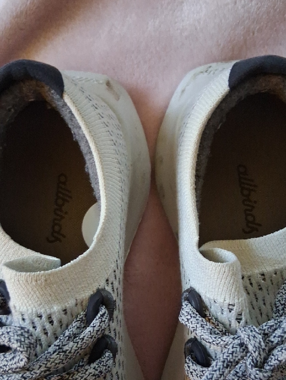 allbirds Kids Knit Lace-Up Sneakers - White/Cream with Gray Accents - Picture 2 of 8